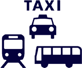 Inside trains, buses, taxis